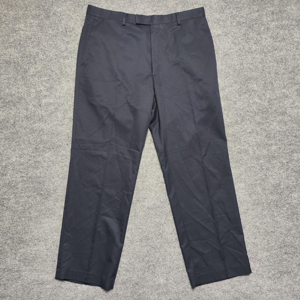 Claiborne Dress Pants Mens 34x30 Blue Microfiber Flat Front Straight Leg Office